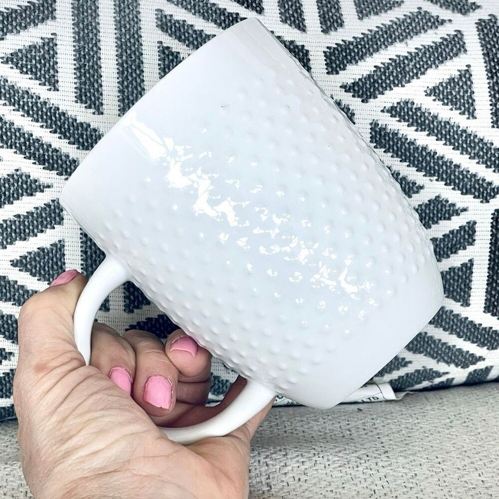 New Threshold Beaded White Porcelain Coffee Beautiful Mug 15oz - Picture 11 of 14